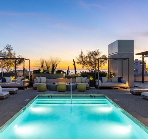 Rooftop Pool with Ocean Views - Santa Monica Luxury Apartments